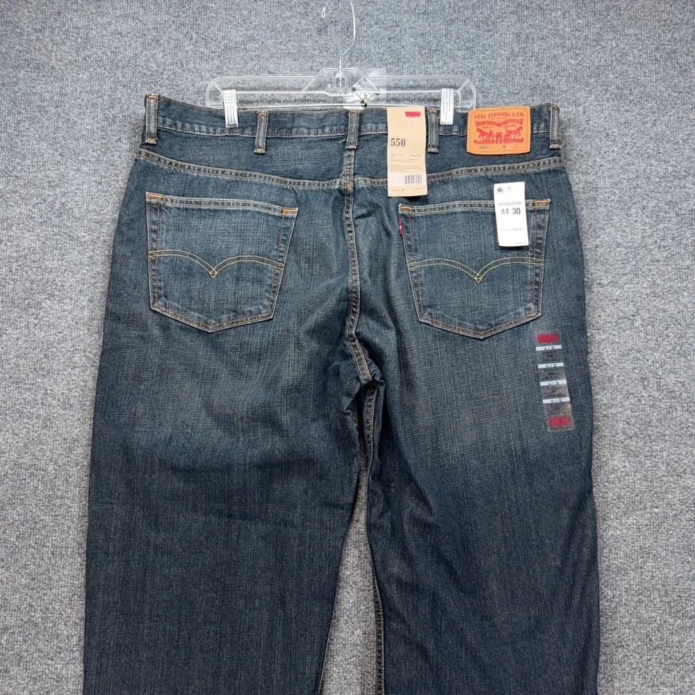 Levis 550 Jeans Mens 44x30 Blue Relaxed Fit Taper Leg Denim Pant Big & Tall NEW